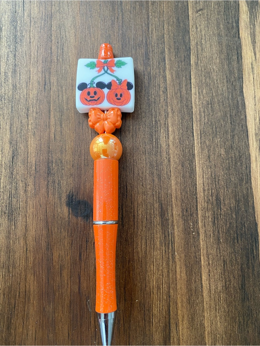 Festive Orange Halloween Character Pen with Pumpkin Topper